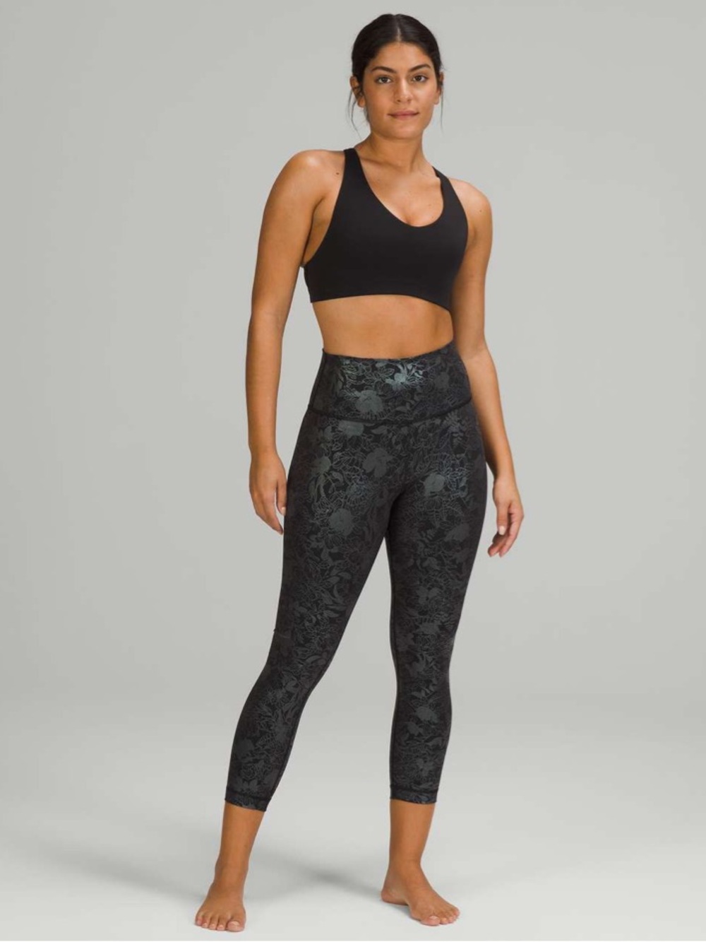 Lululemon Wunder-Under High Rise Crop Logo Shine
